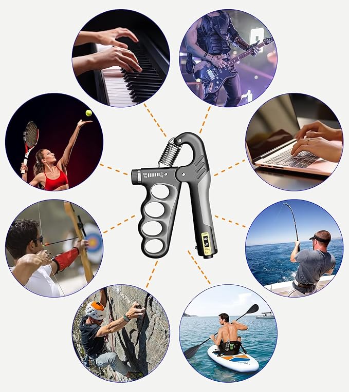 Grip Strength Trainer with Automatic Counter, Hand Grip Strengthener with Adjustable Resistance 11-220Lbs(5-100KG), Ergonomic Design Forearm Strengthener for Musicians Athletes and Injury Recovery