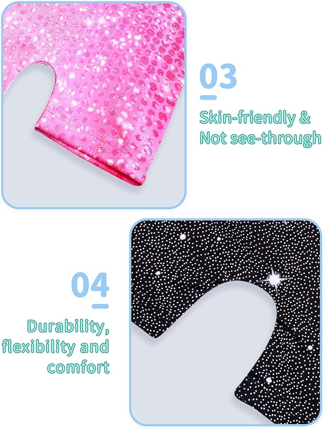 Nymphperi 2 Packs Gymnastics Leotard for Girls Sparkle Biketards with Shorts Kids Sleeveless Unitard One-Piece Dancewear