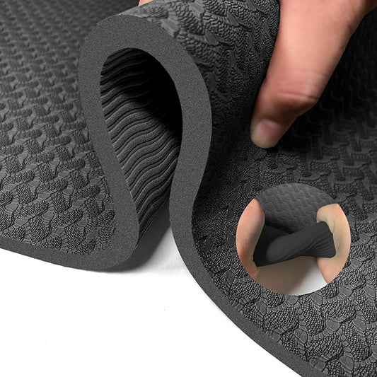 Yoga Mat 1/3" (8mm) Thick Non-Slip, Women Men Fitness & Exercise Mat, 72"Lx24"W Eco-Friendly TPE Workout Mat with Carrying Strap for Yoga, Pilates, Home Gym, Floor Exercises