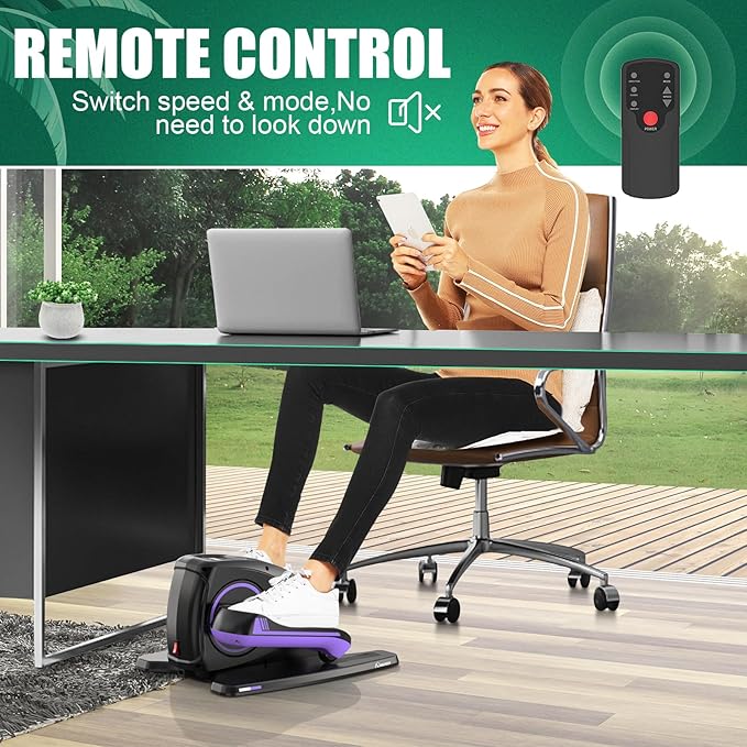 ANCHEER Under Desk Elliptical, Electric Ellipse Leg Exerciser While Sitting for Seniors Adults, Quiet Portable Motorized Seated Foot Pedal Exerciser with Remote Control for Home Office Use