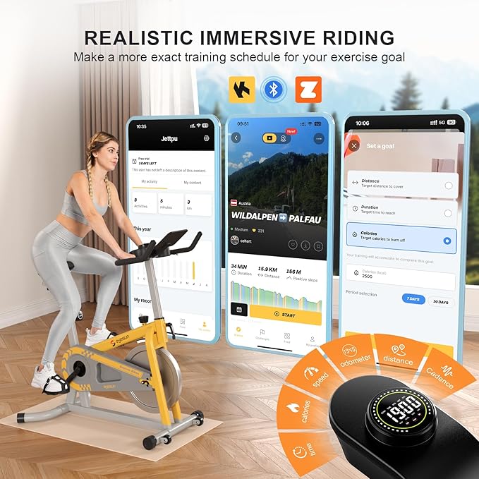 Exercise Bikes for Home,Indoor Cycling Bike with Adjustable Magnetic,Brake Pad Resistance Silent Belt Drive,330lbs Weight Capacity &Upgraded Version Seat for Home Cardio&Weight Loss