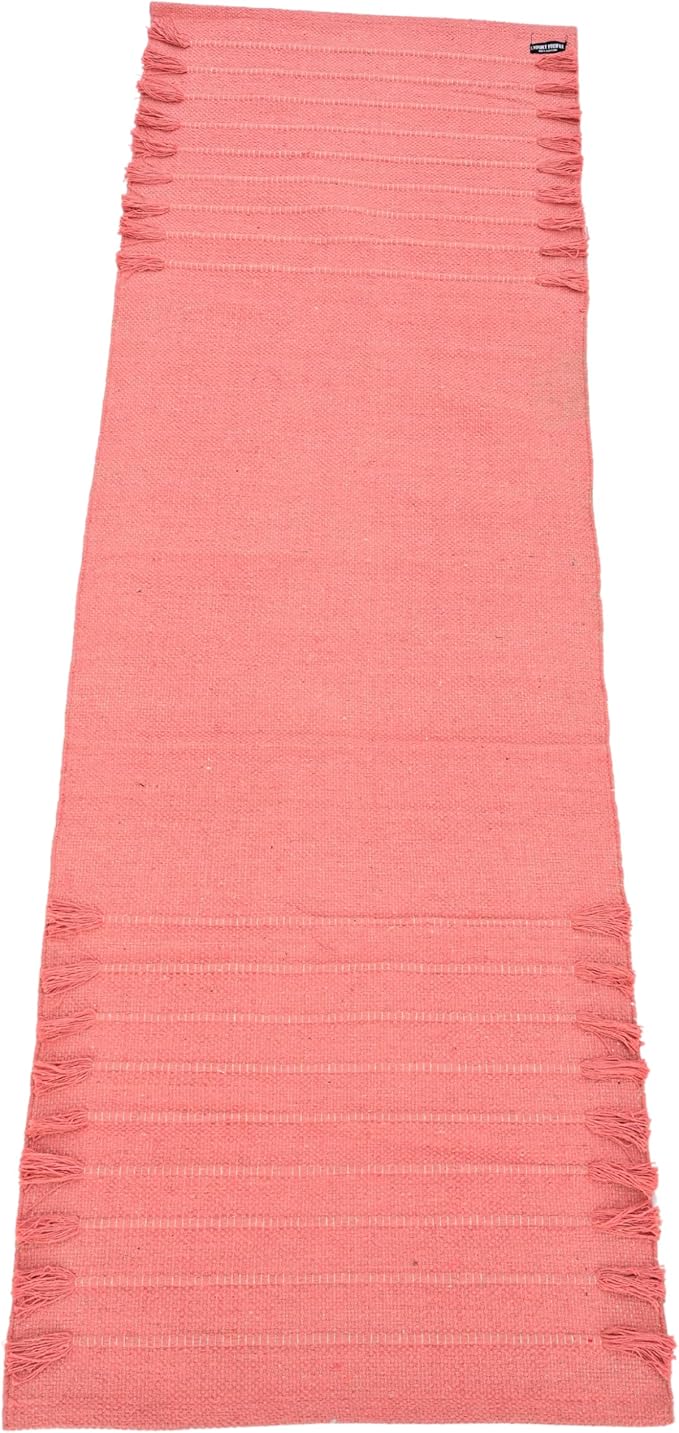 Indian Handmade100 % Organic Anti Skid Multi Colour Cotton Yoga Mat - Eco-Friendly Hand-Woven Rug - Non-Slip & Thick (24”x72”x5mm) for Hot yoga & Everyday Fitness at Home - Comfortable & Foldable Extra-Long Mat