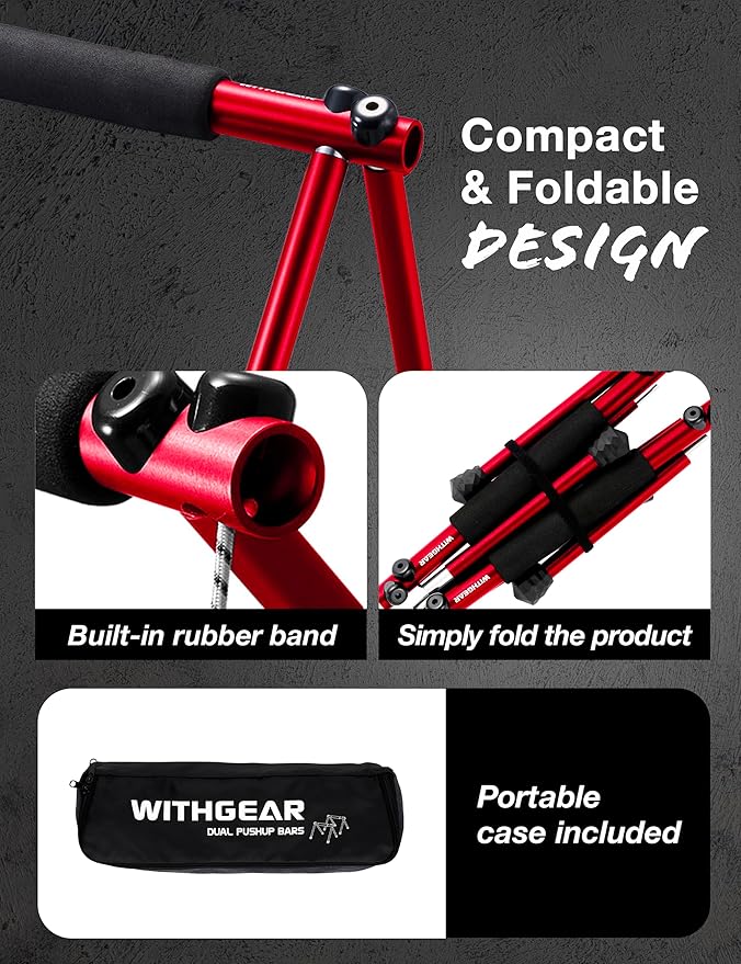 Push Up Bar – Folding Dip Bar for Home Workout, Lightweight & Portable Strength Training Equipment for Men & Women, Indoor & Outdoor Use (Hawk)