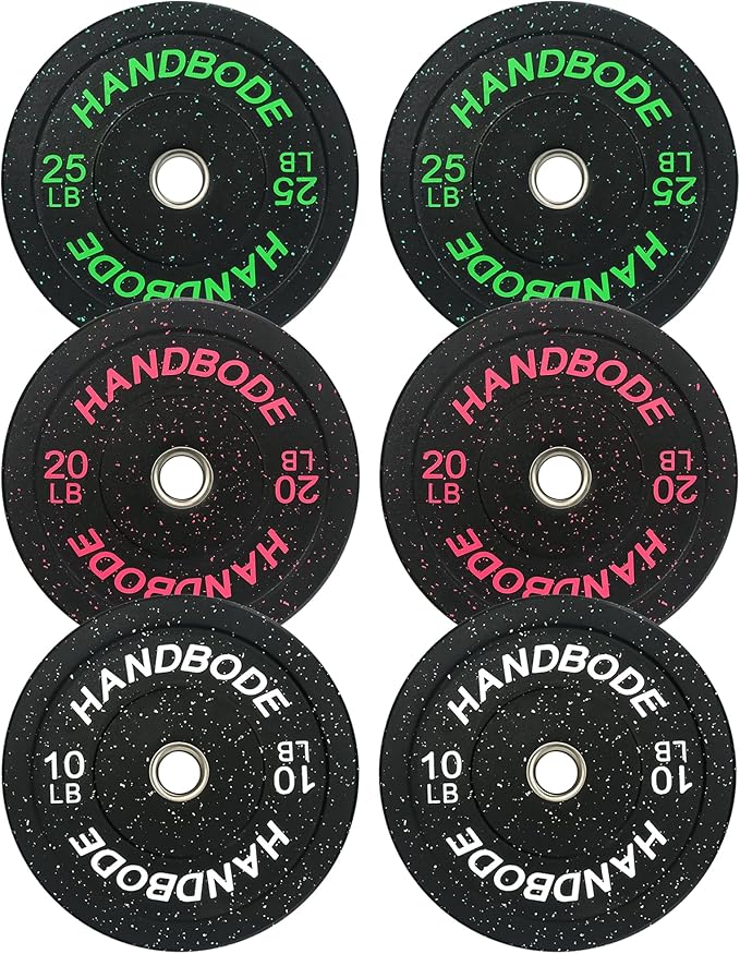 2-Inch Weight Plates High Bounce, Olympic Bumper Plate Set 45/100/160/190/260/300lb, Colored Weight Plates Set for Home Gym, Barbell Weights Rubber Strength Training Plate for Weight Lifting
