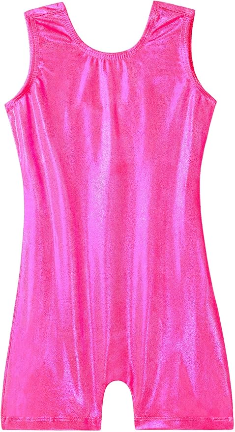 Domusgo Gymnastics Leotards for Girls Sparkly One-Piece Pro Kids Unitard Biketards with Shorts
