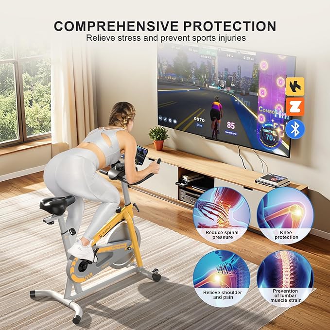Exercise Bikes for Home,Indoor Cycling Bike with Adjustable Magnetic,Brake Pad Resistance Silent Belt Drive,330lbs Weight Capacity &Upgraded Version Seat for Home Cardio&Weight Loss