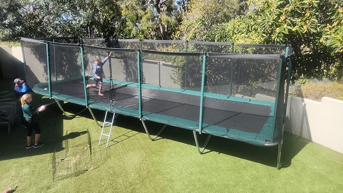 Happy Trampoline Pro Rectangle Trampoline - Heavy Duty 750lbs Jumping Capacity With Net Enclosure - Large Commercial Grade Rectangular Outdoor for Backyard Gymnastics