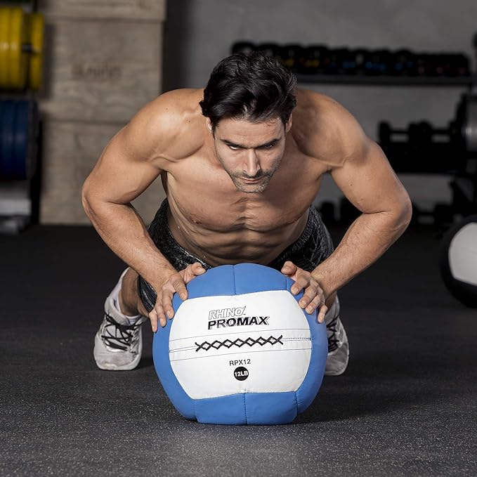Champion Sports Rhino Slam Ball, 4-30 lb. Non-Slip Grip, Weightlifting, Crossfit, Home Gym, Fitness, 14" Diameter Balls, Optional Storage Rack/Tree Sold Separately