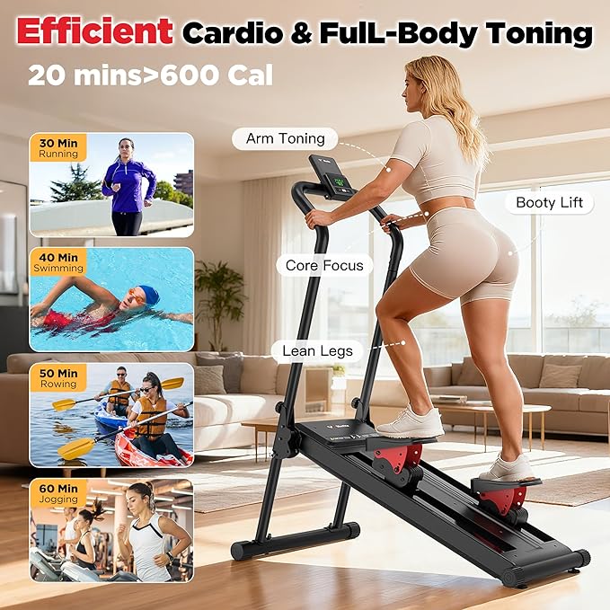 Magnetic Stair Stepper for Home,Vertical Climber Adjustable Resistance Up to 77LBS,Folding Compact Cardio Stair Climber with 350LBS Weight Capacity,