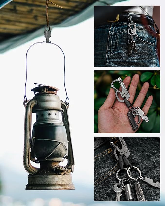 KeyUnity KA48 Titanium Magnetic Quick-Release Keychain, 360° Swivel Double-End Connector with Dual-Button Safety, 20kg Load, for Car Keys, USB Drives, and EDC Tools 2Pcs