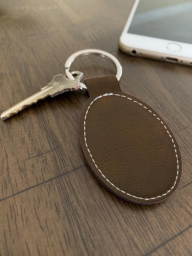 LaserGram Oval Keychain, Baseball Ball, Personalized Engraving Included (Rustic with Silver)