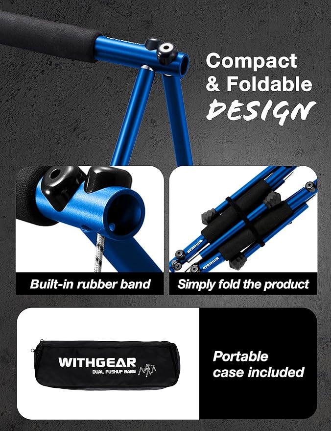Push Up Bar – Folding Dip Bar for Home Workout, Lightweight & Portable Strength Training Equipment for Men & Women, Indoor & Outdoor Use (Hawk)
