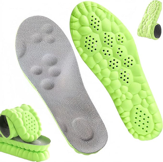 4D Cloud Insoles for Men Women, Memory Foam Boot Insoles, Comfortable and Breathable Massage Cushion Shoe Inserts with Arch Support, Trim to Fit All Shoe Types(1Pair-Green, Men 10-11/Women 12-13)