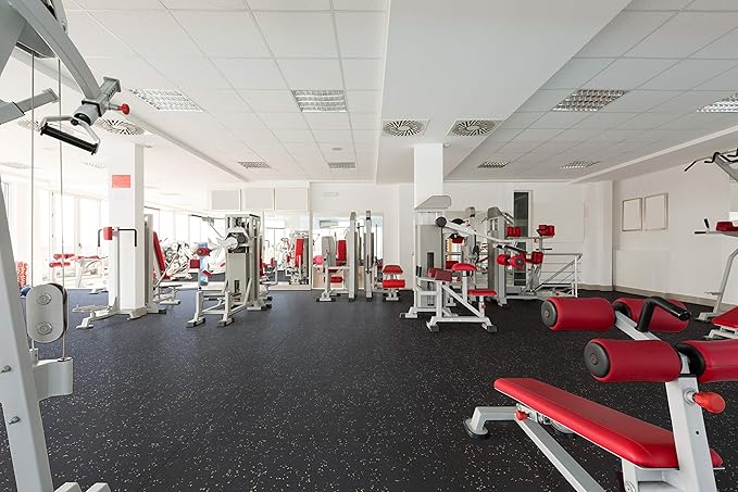 Genaflex Rubber Gym Floor Mat - 8mm Thick - Heavy Duty Commercial Protective Gym Flooring Roll (10% Red, 4' X 20')