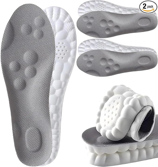 2Pairs 4D Cloud Insoles Men & Women, Memory Foam Cloud Insoles Super Soft Anti-Fatigue, Plantar Fasciitis Insole, Shock Absorption, Trim to Fit Arch Support for Foot Pain Relief and Fatigue Reduction