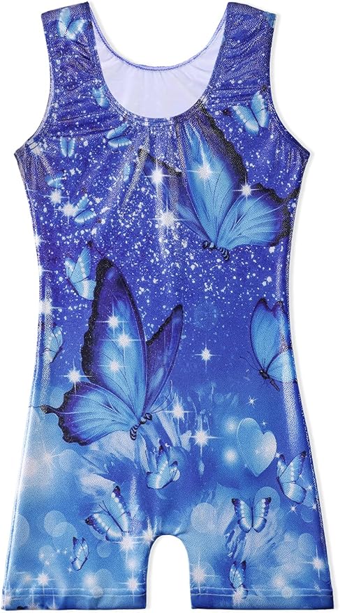 Leotards for Girls Gymnastics Toddler Dance Biketards Mermaid Unicorn Athletic Dance Wear Shiny Rainbow Blue Hotpink