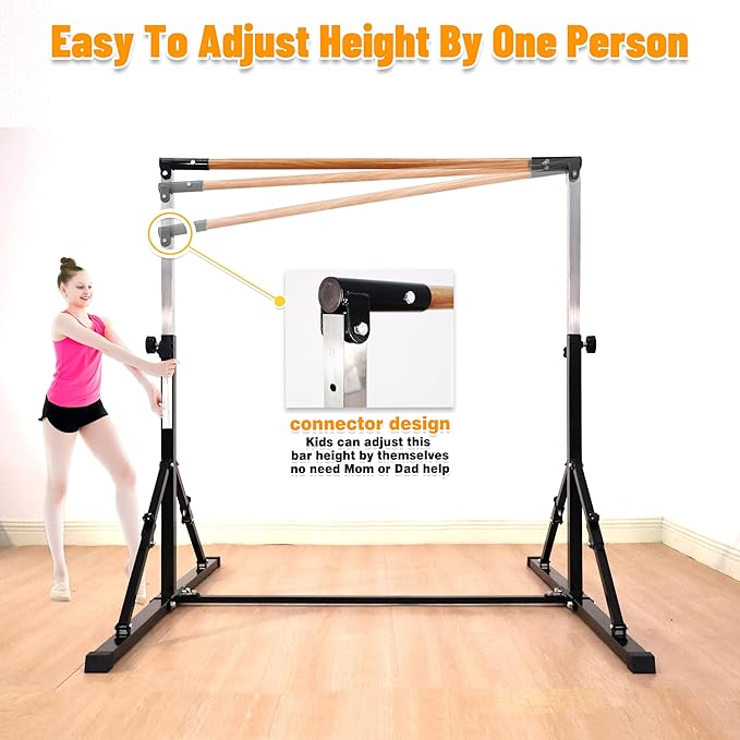 MARFULA 4FT/5FT Gymnastic Bar Set Gymnastics Kip Bar with 5 Ft Length 4Ft Inner Width 5ft Adjust Height Gymnastics Training Bar Equipment for Kids Professional Training Home and Club Use