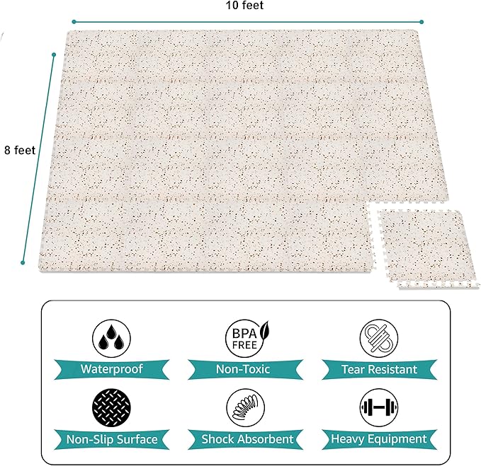 Sorbus 80 Sq. Ft. Wood Grain Floor Tiles Foam Mat EVA Interlocking Mats Tile 3/8-Inch Thick Flooring Wood Puzzle Exercise Mats w/Borders - Home Playroom Basement, Apartment, Trade Show, Baby, Dance