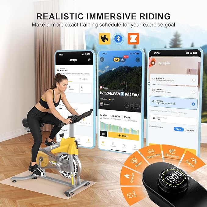 Exercise Bikes for Home,Indoor Cycling Bike with Adjustable Magnetic,Brake Pad Resistance Silent Belt Drive,330lbs Weight Capacity &Upgraded Version Seat for Home Cardio&Weight Loss