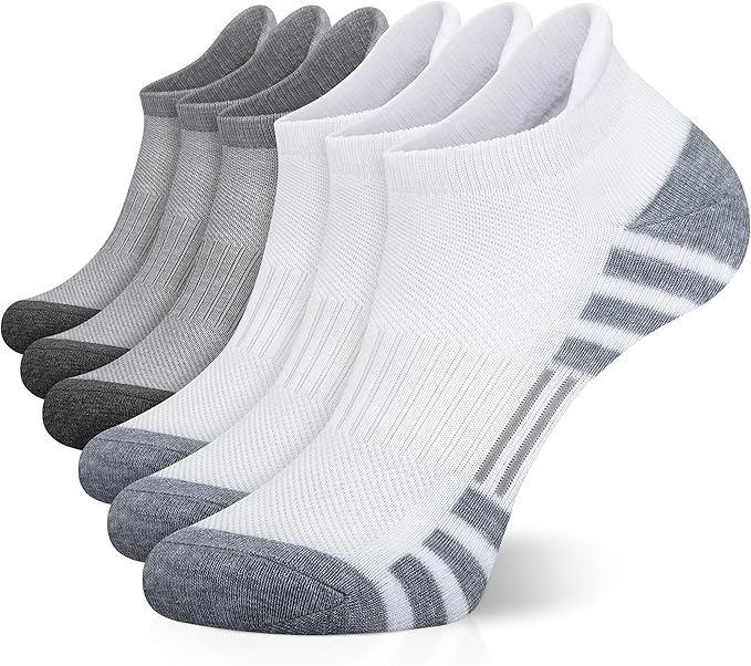 Airacker Ankle Athletic Running Socks Cushioned Breathable Low Cut Sports Tab Socks for Men and Women (6 Pairs)