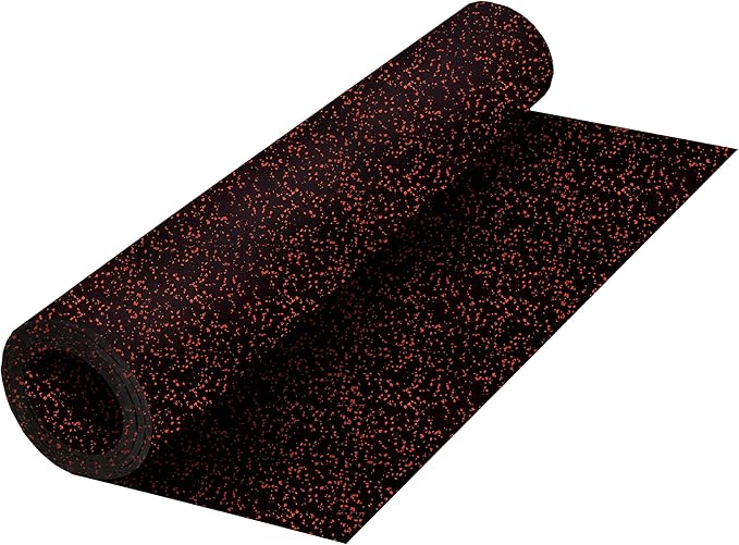 Genaflex Rubber Gym Floor Mat - 8mm Thick - Heavy Duty Commercial Protective Gym Flooring Roll (10% Red, 4' X 20')