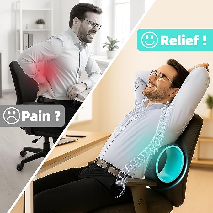 Back Roller Wheel for Back Pain – 4-Pack Yoga Wheel Set for Deep Tissue Massage, Stretching & Posture Support – EVA Foam Back Stretcher – Supports Up to 500lbs