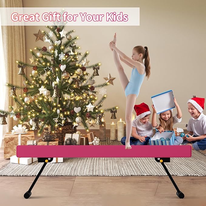 EL&IT·Wings 6ft/8ft Gymnastic Balance Beam, Adjustable High and Low Level Floor Beam - Highly Stable - Gym Practice Training Equipment for Kids Children Girls Home