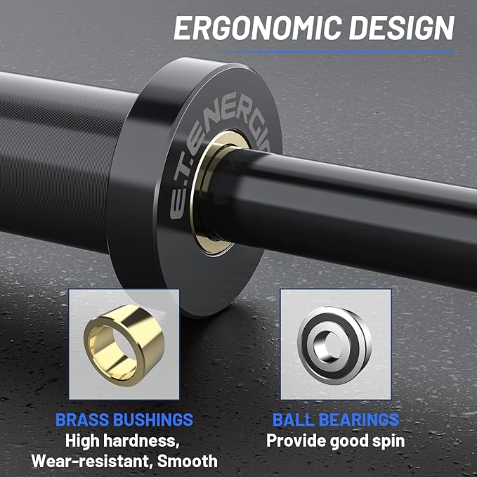 4ft Olympic Barbell - Heavy Duty Chrome Steel Weightlifting Bar for 2-Inch Plates, 500LBS Capacity Bar with Knurled Grip & Ball Bearings - Compact Strength Training Barbell for Men & Women Home Gym Workout