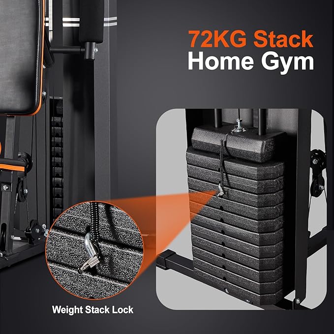 Multifunctional Home Gym Workout Equipment, Full Body Strength Training Machine with Pulley System & Rowing Function — All-in-One Exercise Equipment for Home Fitness