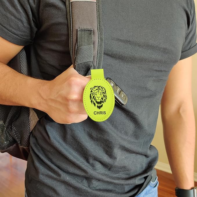 LaserGram Oval Keychain, Baseball Ball, Personalized Engraving Included (Neon Green)