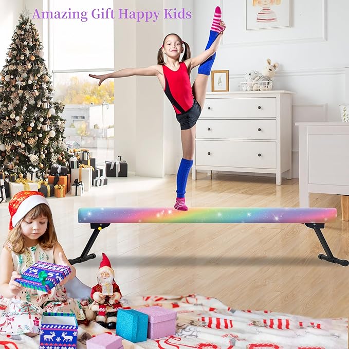 EL&IT·Wings 6FT/8FT Gymnastic Balance Beam for Kids, Adjustable Balance Beam with Leg, High and Low Level Floor Beam, Gymnastics Equipment for Home and Gym Center