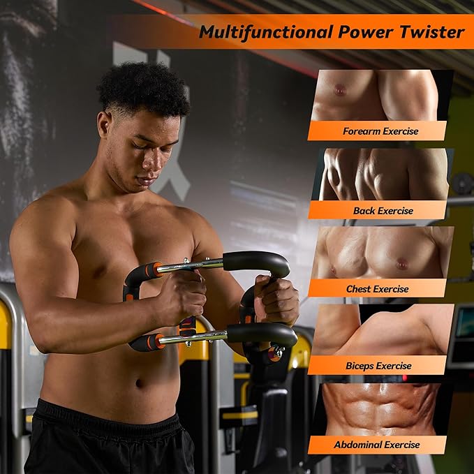 Twister Arm Trainer, Adjustable Chest Workout Equipment with 6 Resistance Levels Springs (30-160 Lbs), Arm Trainer for Men & Women, Detachable Home Gym Fitness Trainer with Anti-Slip Handles