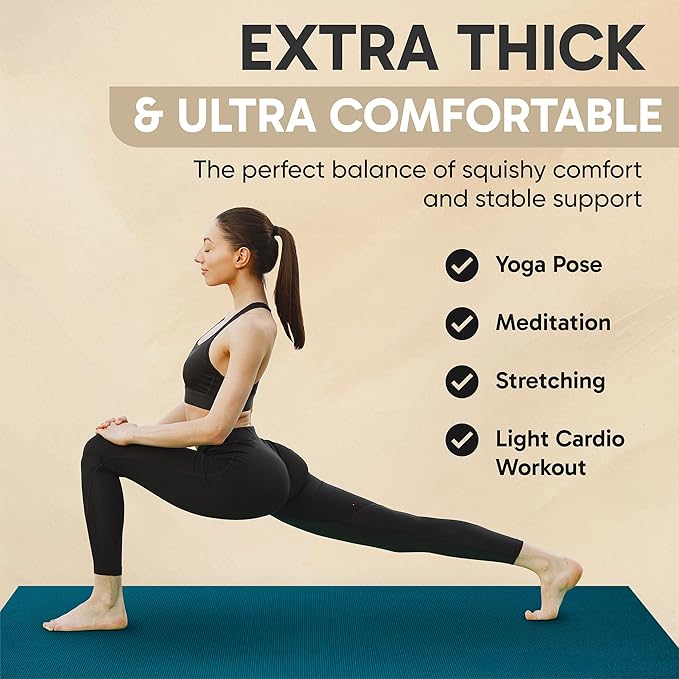 Gorilla Mats Premium Large Yoga Mat – 6x4', 7x5' (8mm) Extra Thick & Ultra Comfortable, Non-Slip Barefoot Exercise Mat – Works Great on Any Floor for Stretching, Cardio or Home Gym Workouts