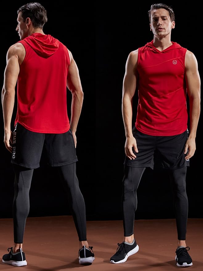 NELEUS Dry Fit Workout Athletic Muscle Tank Top Running Shirts with Hoods