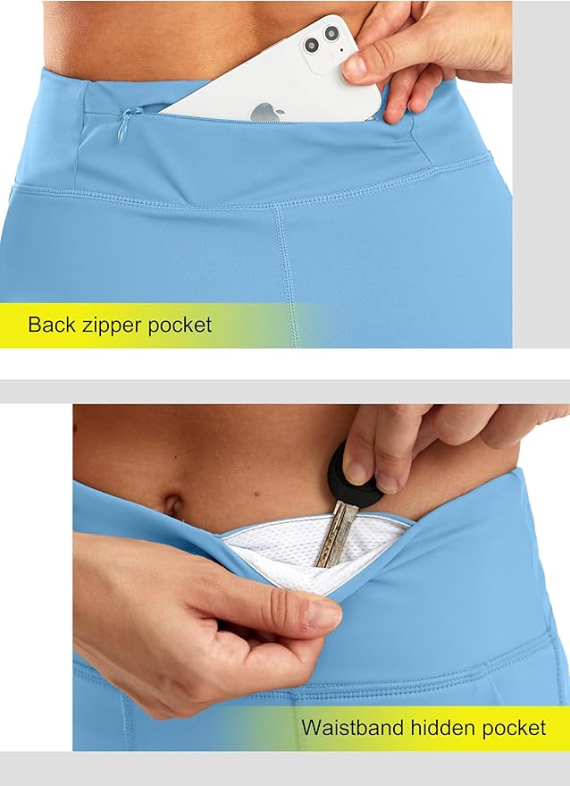 SANTINY Women's 6'' Athletic Long Shorts with 4 Pockets High Waisted Bermuda Shorts for Women Walking Running Casual