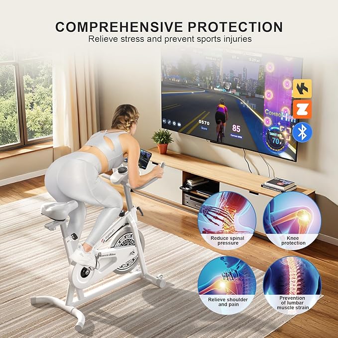 Exercise Bikes for Home,Indoor Cycling Bike with Adjustable Magnetic,Brake Pad Resistance Silent Belt Drive,330lbs Weight Capacity &Upgraded Version Seat for Home Cardio&Weight Loss