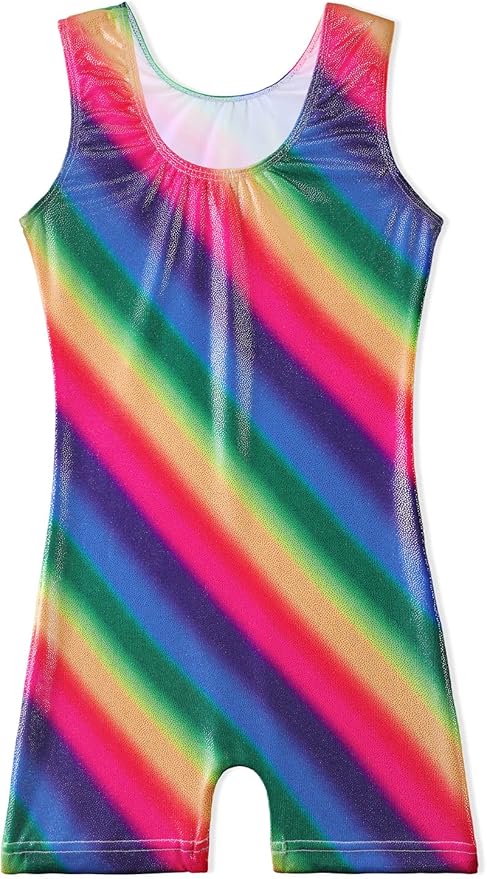 Leotards for Girls Gymnastics Toddler Dance Biketards Mermaid Unicorn Athletic Dance Wear Shiny Rainbow Blue Hotpink