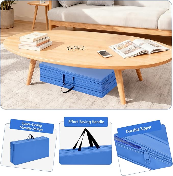 Outdoor Basic 6'x3'x2" Gymnastics Tumbling Mats Folding Panel Thick Gym Exercise Mat for Home