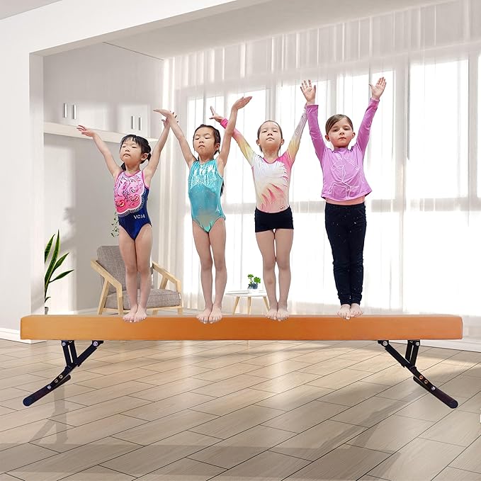 Adjustable Balance Beam for Kids, 8FT Gymnastics Beam with Anti-Slip Legs, High and Low Floor Beam for All Gymnastics Levels, Professional Gymnastic Equipment for Home, Gym Center
