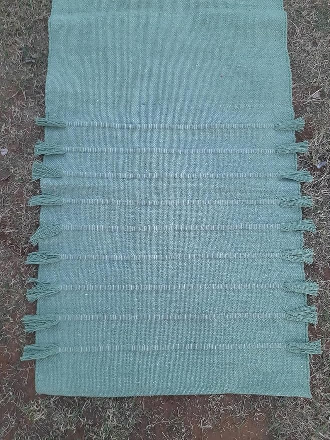 Indian Handmade100 % Organic Anti Skid Multi Colour Cotton Yoga Mat - Eco-Friendly Hand-Woven Rug - Non-Slip & Thick (24”x72”x5mm) for Hot yoga & Everyday Fitness at Home - Comfortable & Foldable Extra-Long Mat