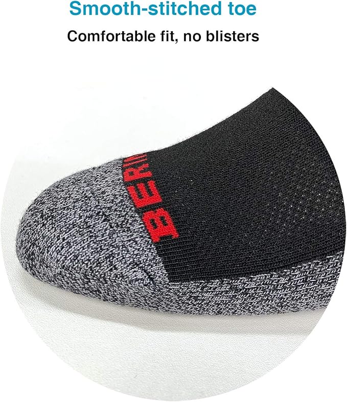 BERING Men's Athletic Running Ankle Socks Cushioned Heel Tab (6 Pairs)