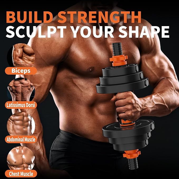 4-in-1 Adjustable Dumbbell Set, 60LBS/70LBS Free Weights Set with Connector, Used as Barbell, Kettlebells, Push-Up Stand, Weight Plate, Exercise & Fitness Dumbbells Home Gym Workout Equipment for Men/Women