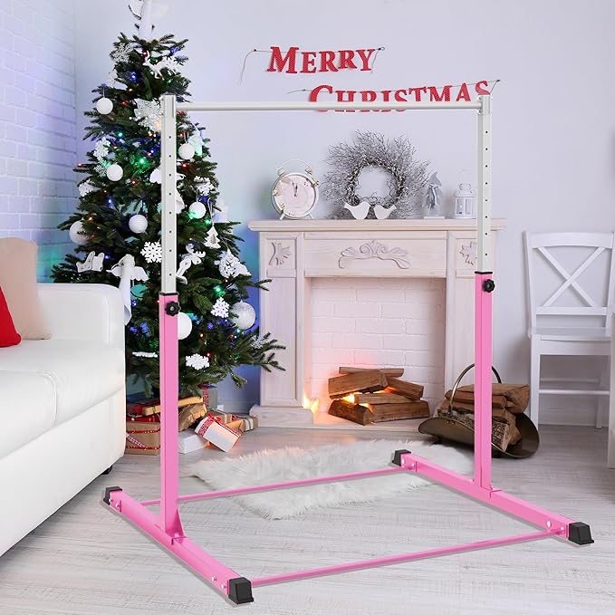 Gymnastics Bar for Kids Ages 3-15, 3' to 5' Adjustable Height, Gymnastic Kip Bar Horizontal Bar for Gymnas, Anti-Slip and Easy to Assemble, Home Gym Equipment Indoor for Girls, Boys