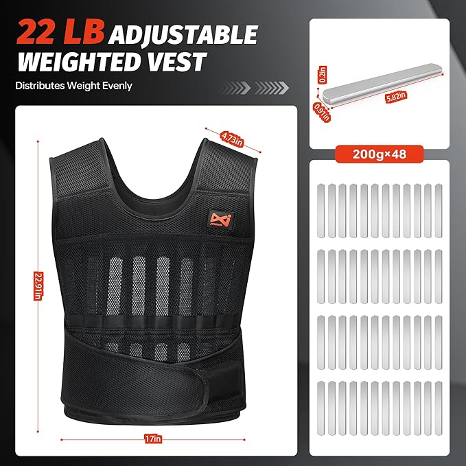 Adjustable Weighted Vest,Weight Vest for Men Women, Body Weights Vests with Weights for Workout, Strength Training, Running, Fitness
