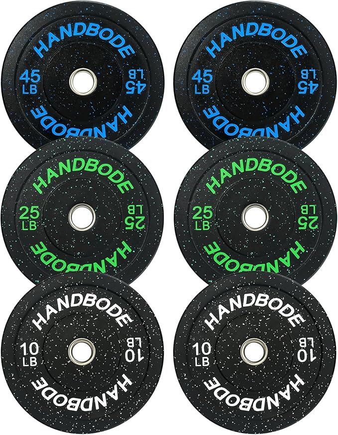 2-Inch Weight Plates High Bounce, Olympic Bumper Plate Set 45/100/160/190/260/300lb, Colored Weight Plates Set for Home Gym, Barbell Weights Rubber Strength Training Plate for Weight Lifting