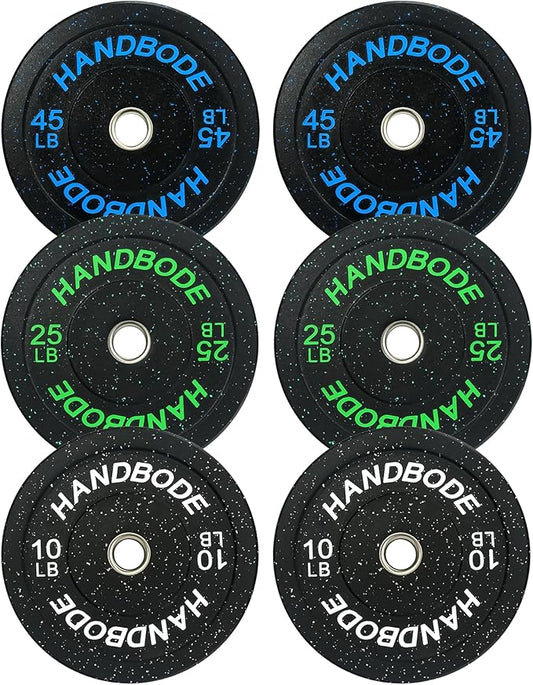 2-Inch Weight Plates High Bounce, Olympic Bumper Plate Set 45/100/160/190/260/300lb, Colored Weight Plates Set for Home Gym, Barbell Weights Rubber Strength Training Plate for Weight Lifting