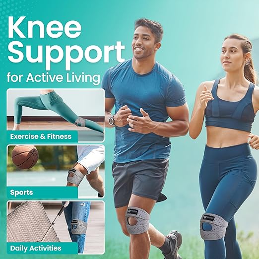 Premium Knee Brace for Pain Relief - Adjustable Compression Support for Arthritis, Injury Recovery, Running & Workouts - Unisex Design in Black & Gray