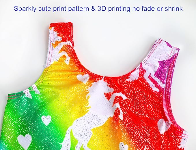 Domusgo Gymnastics Leotards for Girls Sparkly One-Piece Pro Kids Unitard Biketards with Shorts