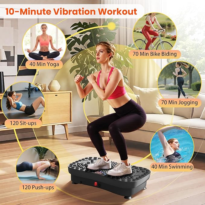 AXV Vibration Plate Fitness Platform Exercise Machine Vibrating Shaking Full Body Shaker Workout Vibrate Stand Shake Board Sport Gym for Weight Loss Fat Burner for Women Men