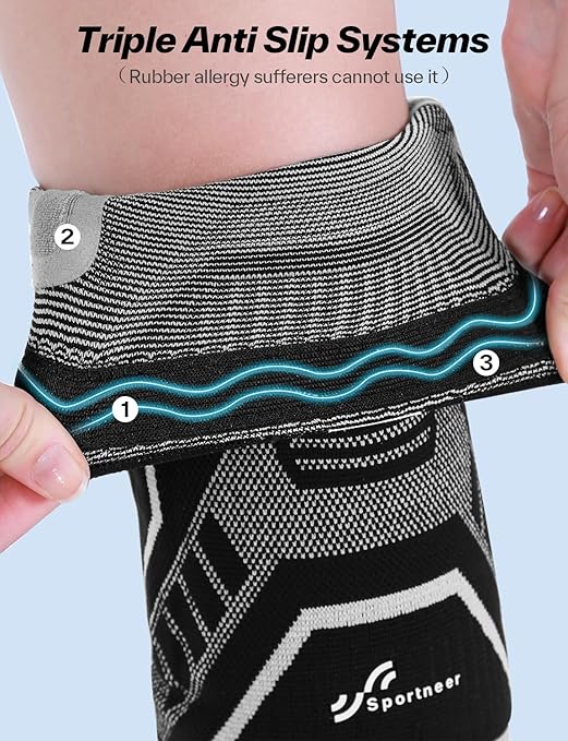 Sportneer Knee Brace with Dual Side Stabilizers – Maximum Support Compression Knee Sleeve for Men & Women, Anti-Slip Knee Support for Running, Workout, Arthritis, ACL & Pain Relief (Black, Small(14.5"-16.5"))